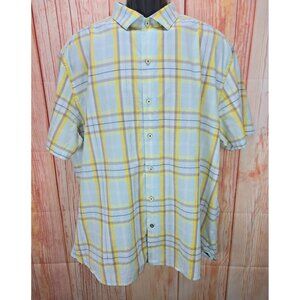 Tommy Bahama Mens XL Yellow & Blue Plaid Short Sleeve Shirt